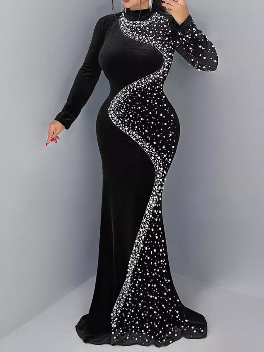 Celeste Rhinestone Velvet Mermaid Gown